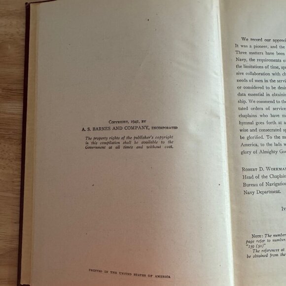The Hymnal Army and Navy by Ivan L. Bennett (1942 Hardcover Songbook) Vintage - Picture 6 of 11